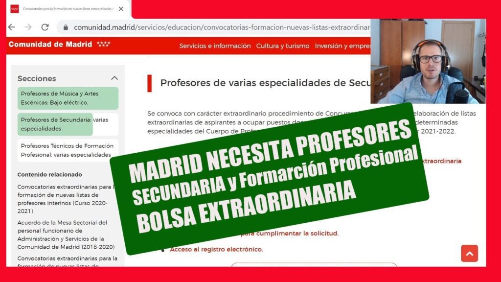 bolsa educacion comunidad de madrid